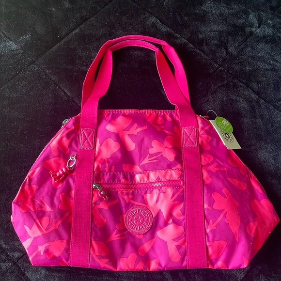 Kipling Handbags - NWT Kipling Duffel Bag Pink Coral Print